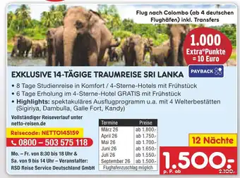 Netto Marken-Discount Netto-reisen exklusive 14-tägige traumreise sri lanka Angebot