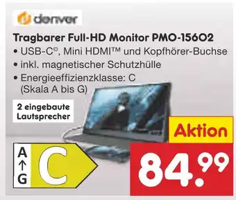 Netto Marken-Discount Denver tragbarer full-hd monitor pmo-15602 Angebot