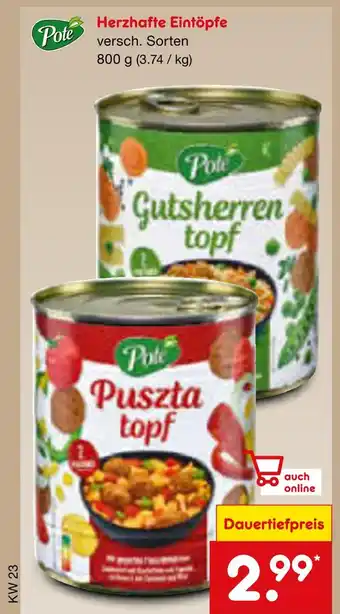 Netto Marken-Discount Pote herzhafte eintöpfe Angebot