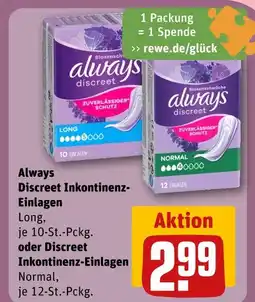 REWE Always discreet inkontinenz-einlagen Angebot