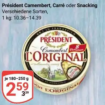 Globus Président Camembert, Carré oder Snacking Angebot