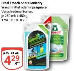 Globus Erdal Frosch oder Bionicdry Waschmittel oder Imprägnierer Angebot