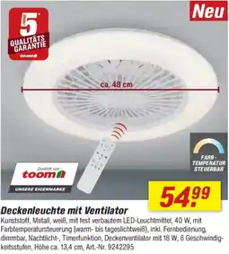 toom Baumarkt Deckenleuchte mit Ventilator Angebot