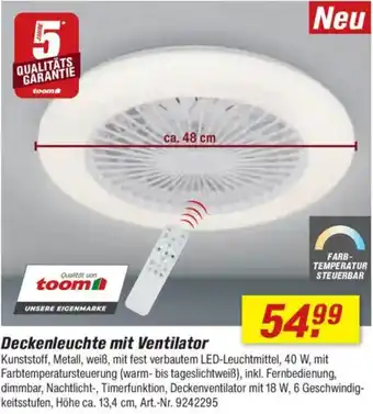 toom Baumarkt Deckenleuchte mit Ventilator Angebot