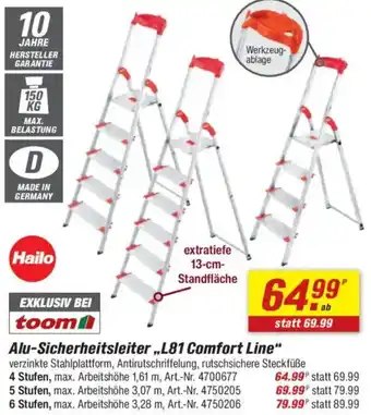 toom Baumarkt Alu-Sicherheitsleiter ,,L81 Comfort Line" Angebot