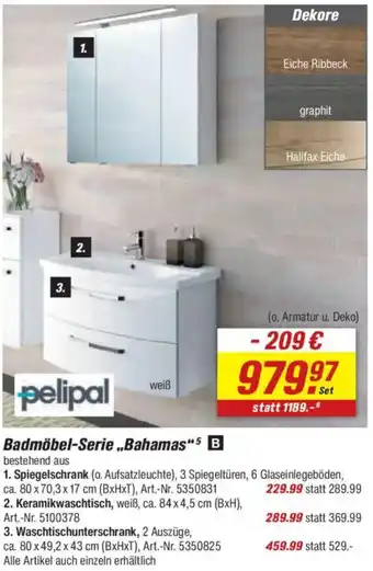 toom Baumarkt Pelipal Badmöbel-Serie „Bahamas" Angebot