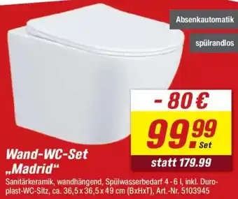 toom Baumarkt Wand-WC-Set ,,Madrid" Angebot