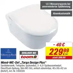 toom Baumarkt Villeroy & Boch Wand-WC-Set „Targa Design Plus" Angebot