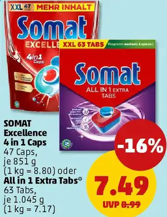 PENNY SOMAT Excellence 4 in 1 Caps oder All in 1 Extra Tabs Angebot