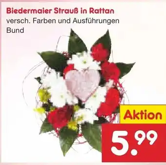 Netto Marken-Discount Biedermaier Strauß in Rattan Angebot