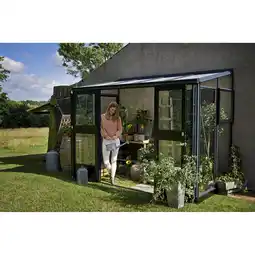 toom Baumarkt Juliana Anlehngewächshaus 'Veranda' 296 x 149 cm mit 3 mm Sicherheitsglas anthrazit/schwarz Angebot
