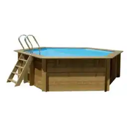 toom Baumarkt GRE Massivholzpool-Set 'Vasto' Ø 428 x 136 cm mit Edelstahlleiter, Holzleiter und Sandfilter Angebot