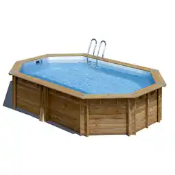 toom Baumarkt GRE Massivholzpool-Set 'Sunbay' 335 x 535 x 117 cm mit Sandfilter und Edelstahlleiter, Holzleiter Angebot