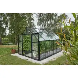toom Baumarkt Halls Gewächshaus 'Universal 128' 384 x 257 cm mit 3 mm Sicherheitsglas schwarz Angebot