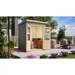 toom Baumarkt Karibu Gartenhaus 'Berseburg 2' Fichtenholz vorvergraut 182 x 219 x 126 cm Angebot