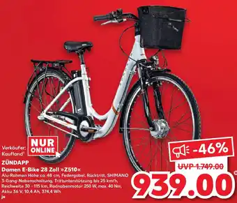 Kaufland ZÜNDAPP Damen E-Bike 28 Zoll Z510 Angebot