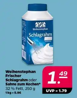 NETTO Weihenstephan Frischer Schlagrahm oder Sahne zum Kochen Angebot