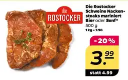 NETTO Die Rostocker Schweine Nackensteaks mariniert Bier oder Senf Angebot