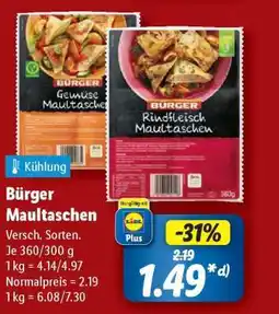 Lidl BÜRGER Maultaschen Angebot
