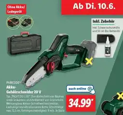 Lidl PARKSIDE Akku-Gehölzschneider 20 V Angebot