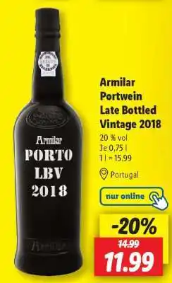 Lidl Armilar Portwein Late Bottled Vintage 2018 Angebot