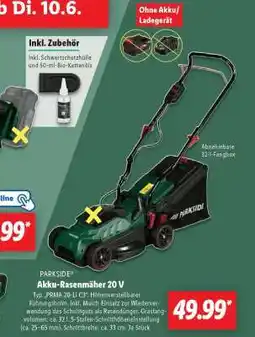 Lidl PARKSIDE Akku-Rasenmäher 20 V Angebot