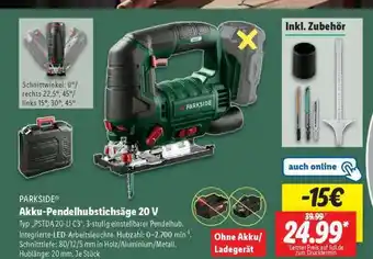 Lidl PARKSIDE Akku-Pendelhubstichsäge 20 V Angebot