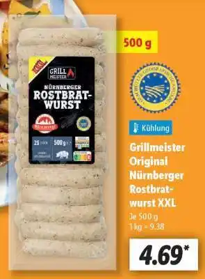 Lidl Grillmeister Original Nürnberger Rostbratwurst XXL Angebot