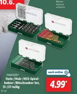 Lidl PARKSIDE Stein-/Holz-/HSS-Spiralbohrer-/Bitschrauber-Set, 15-/37-teilig Angebot