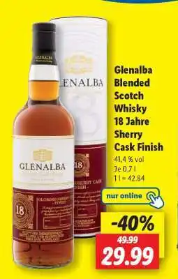 Lidl Glenalba Blended Scotch Whisky 18 Jahre Sherry Cask Finish Angebot