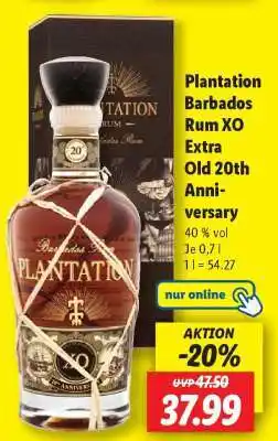 Lidl Plantation Barbados Rum XO Extra Old 20th Anniversary Angebot