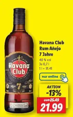 Lidl Havana Club Rum Añejo 7 Jahre Angebot