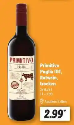 Lidl Primitivo Puglia IGT, Rotwein, trocken Angebot