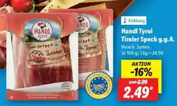 Lidl Handl Tyrol Tiroler Speck g.g.A Angebot