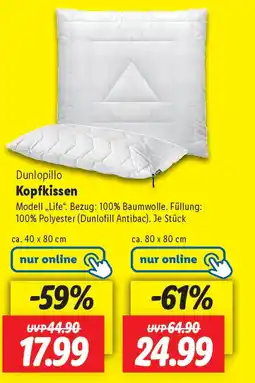 Lidl Dunlopillo Kopfkissen Angebot