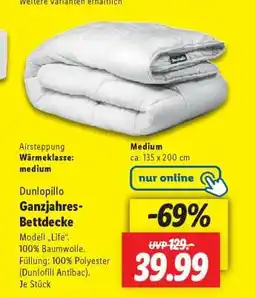 Lidl Dunlopillo Ganzjahres-Bettdecke Angebot