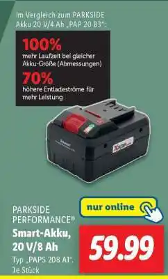 Lidl PARKSIDE PERFORMANCE Smart Akku 20 V/8 Ah Angebot