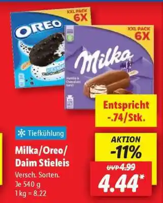 Lidl Milka/Oreo/Daim Stieleis Angebot