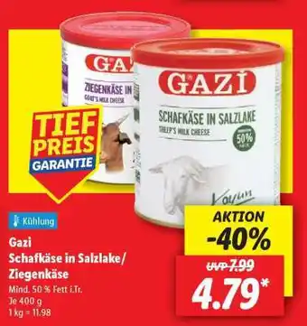 Lidl Gazi Schafkäse in Salzlake/Ziegenkäse Angebot