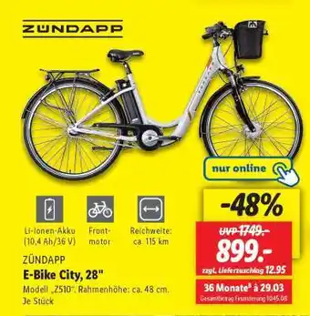 Lidl ZÜNDAPP E-Bike City, 28 Angebot