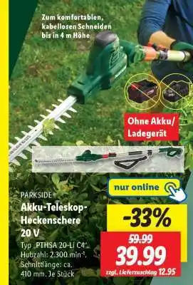 Lidl Akku-Teleskop-Heckenschere 20 V Angebot