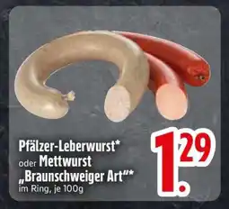 Edeka Pfälzer-Leberwurst oder Mettwurst 'Braunschweiger Art' Angebot