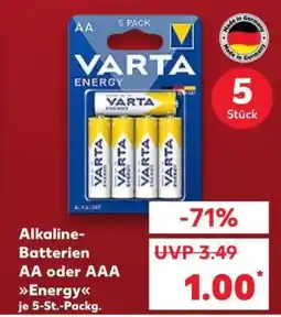Kaufland Alkaline-Batterien AA oder AAA Energy je 5-St.-Packg Angebot