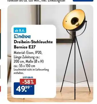 Aldi Süd Dreibein-Stehleuchte Bernice E27 Angebot
