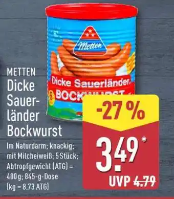 Aldi Nord METTEN Dicke Sauerländer Bockwurst Angebot
