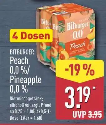 Aldi Nord BITBURGER Peach 0,0 %/Pineapple 0,0 % Angebot