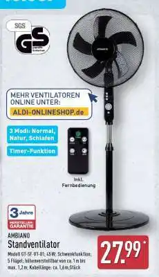 Aldi Nord AMBIANO Standventilator Angebot
