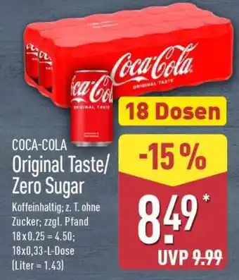 Aldi Nord COCA-COLA original taste/zero sugar Angebot