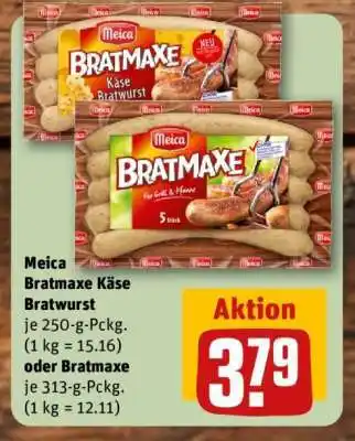 REWE Meica Bratmaxe Käse Bratwurst oder Bratmaxe Angebot
