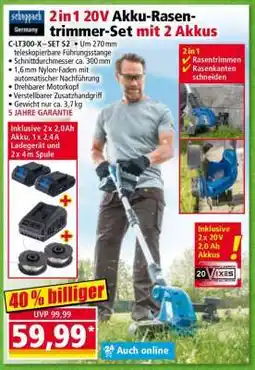 Norma 2in1 20V Akku-Rasentrimmer-Set mit 2 Akkus Angebot